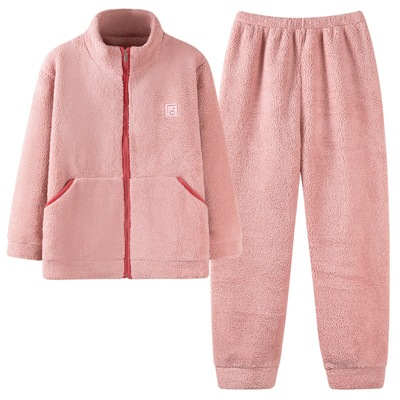 珊瑚绒妈妈睡衣女秋冬加绒加厚中老年奶奶法兰绒可外穿保暖家居服