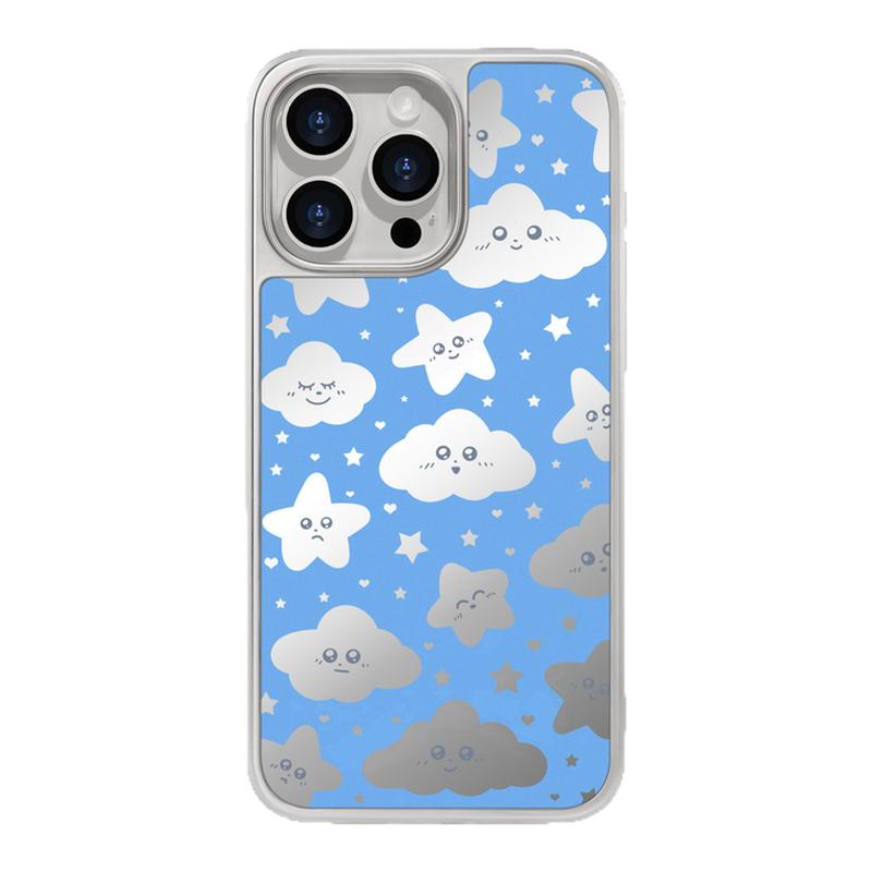 benefit蓝色天空云朵星星17适用于iphone16promax苹果15PRO镜面磁吸手机壳13新款14小米15PRO防摔三星S25