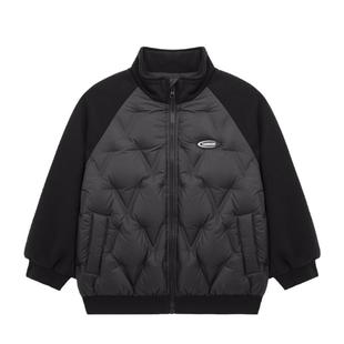 派町童装男童外套儿童半高领拼接羽绒服2025新款冬装保暖中大童潮