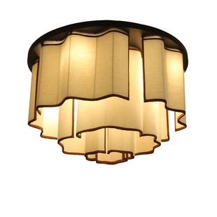 新中式羊皮纸布艺灯客厅灯卧室吸顶灯别墅样板房餐厅宴会厅艺术灯