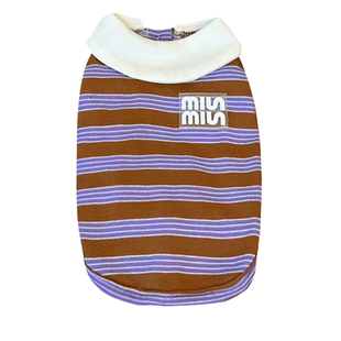 袋袋猫 miu系美式校园条纹宠物polo衫T恤 马尔泰比熊小狗秋季衣服