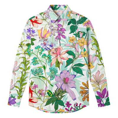 Printed comfortable long sleeved shirt印花舒适透气长袖衬衫男