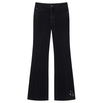 TeenieWeenie小熊秋季棉莱赛尔混纺喇叭牛仔裤复古休闲风港风长裤