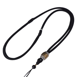 925银六字真言吊坠挂绳男高端翡翠玉佩玉坠可调节编织脖项链绳子