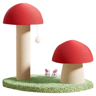 红蘑菇立式猫抓板剑麻猫抓柱爬架一体猫玩具耐抓耐磨不掉屑猫爪板