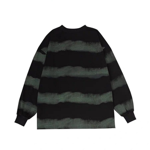 RASP刺绣扎染条纹长袖卫衣男女秋冬宽松美式复古圆领情侣原创潮牌