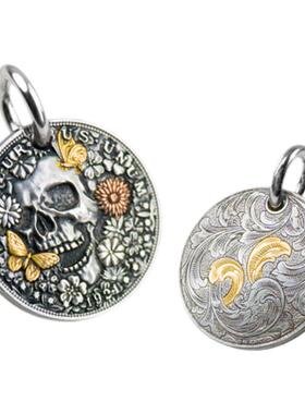 巴赫工作室铁翦金浪者币吊坠雕金