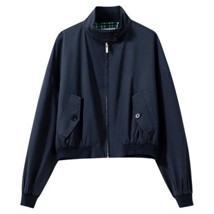 现货【就是硬帅】高支精梳棉 美式复古立领短款飞行员夹克外套女