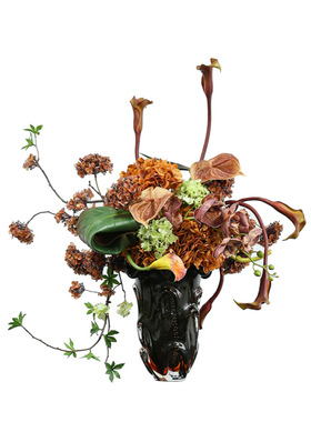 妖及轻奢琉璃仿真花器摆件