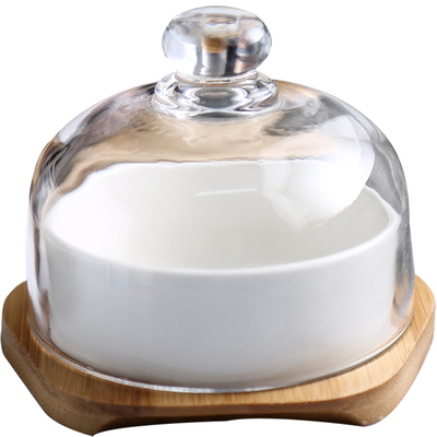 陶瓷烘培玻璃盖甜品碗保鲜点心盘