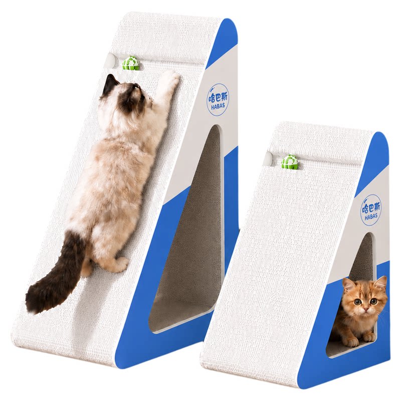 白牛卡纸猫抓板耐磨不掉屑猫窝一体立式超大号三角猫磨爪子神器