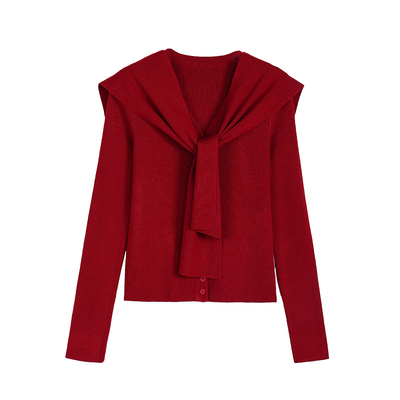 盐系学院针织衫披肩上衣两件套