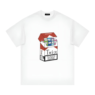 2026恶搞手绘涂鸦TWICE子瑜卡通艺术 宽松复古短袖t恤情侣装上衣
