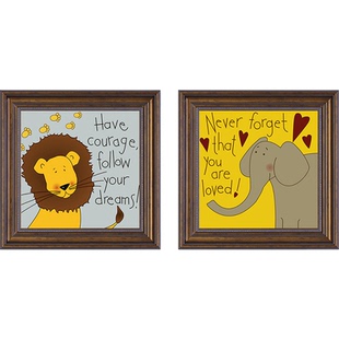 L美式复古儿童房可爱装饰画卧室床头壁画玄关挂画仿油画卡通动物