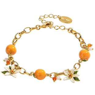 Juicy Grape手链女小众设计甜美橙花橘饰品生日礼物情人节送女友