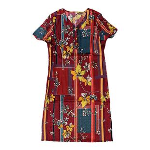 （特价L-2XL)时裳2026夏季女式短袖铜氨丝连衣裙妈妈装大码尾货
