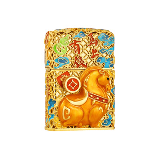 zippo打火机马上有钱花丝珐琅重甲官方正品煤油防风男士收藏礼物