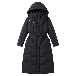 连帽保暖羽绒服高级感2025年冬季新款鸭绒显瘦轻薄外套女装中长款