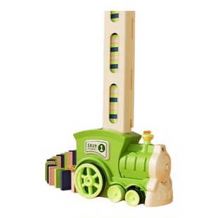 儿童玩具多米诺骨牌电动小火车自动投发放车积木男孩女孩玩具