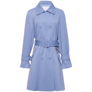 OBEG欧碧倩缎面光泽感中长款风衣女春秋收腰外套10443065