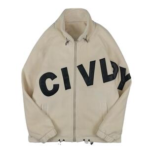 春秋库存清仓立领夹克男女秋冬潮牌印花上衣宽松大码情侣休闲外套