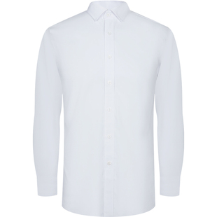 乔治白男士秋冬修身尖领微弹长袖衬衫通勤百搭易打理商务休闲上衣