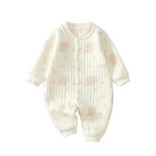 婴儿衣服秋季保暖连体衣8个月宝宝秋装73码早秋婴幼儿a类纯棉夹棉