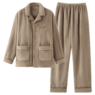 芬腾正品男加厚珊瑚绒睡衣可外穿