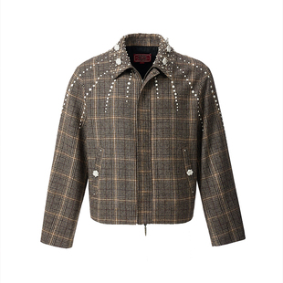 GLACIERBOY|手缝绕脚立体珠花新贵亲王格定织精纺羊毛夹克