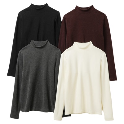 长袖打底纯色半高领女士