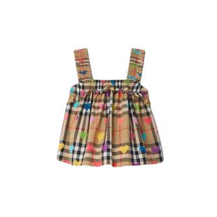 【24期免息】BURBERRY女童 心形图案拼格纹棉质上衣 81174571