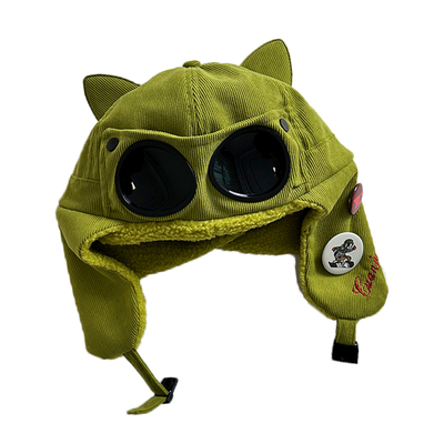 冬季复古保暖眼镜飞行员帽子