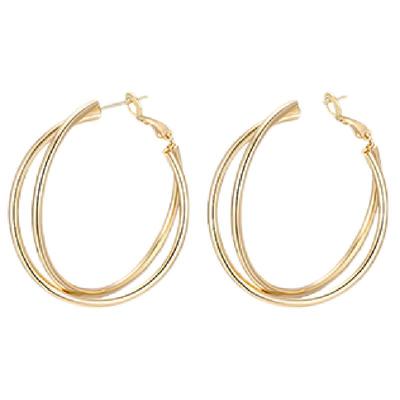 饰悟双层S999纯银耳针素圈耳环