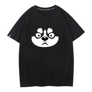 秀洛哈士奇衣服宽松短袖T恤男二哈卡通设计感潮流不一样的情侣装