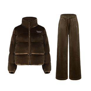 安欧兔【丝绒羽绒套装】羽绒服外套+丝绒长裤 秋冬加厚保暖免搭配