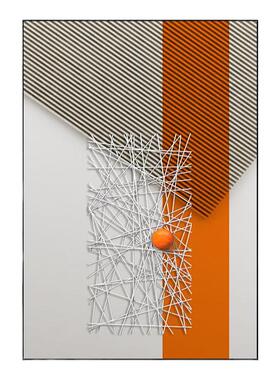 简约现代风橙色沙发背景墙装饰画