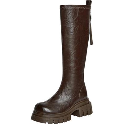 百思图2025冬季粗跟女骑士长靴