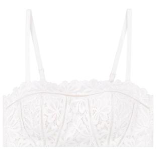 无肩带美背裹胸内衣女挂脖小胸聚拢抹胸防走光白色蕾丝文胸罩内搭