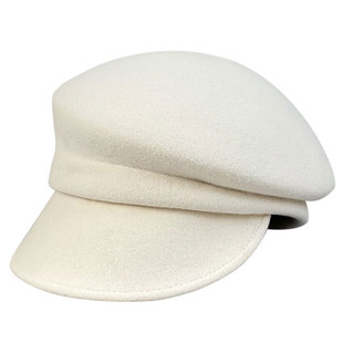 日系奶白色短檐羊毛呢马术帽鸭舌帽子女秋冬毡帽纯色报童帽骑士帽