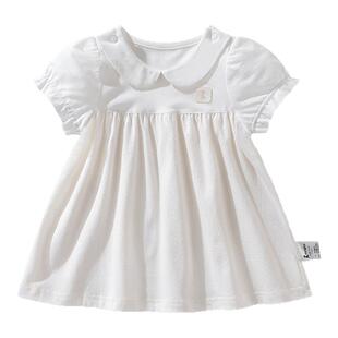 童泰上衣女童连衣裙夏季2026新款娃娃领短袖宝宝儿童夏装