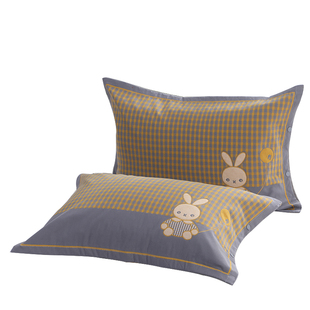 儿童枕套纯棉纱布按扣一对装幼儿园枕头套加厚学生枕芯套35*55cm