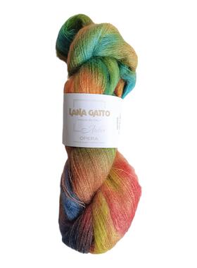 进口 真丝马海毛手染段染线 lana gatto OPERA编织毛线100克950米