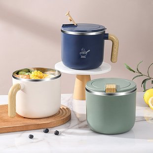 304不锈钢手柄大容量泡面碗杯盖盒快餐学生上班族饭盒午餐带保温