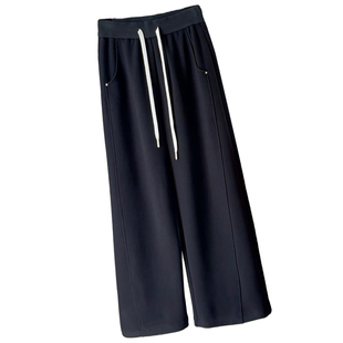 慵懒风抽绳休闲弯刀裤女加绒保暖显瘦不臃肿阔腿裤秋冬新款卫裤厚