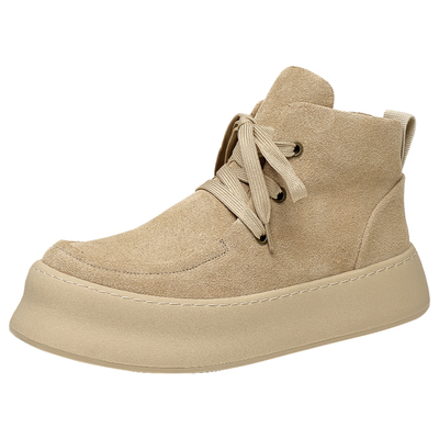 翻毛真皮中帮板鞋潮牌休闲高帮鞋