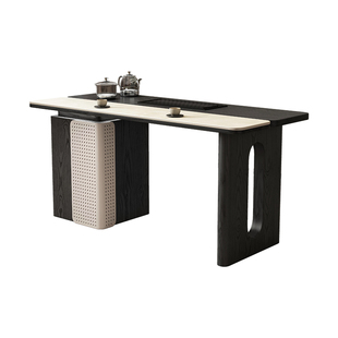 中古风洞石岩板茶桌椅轻奢泡茶台小户型阳台客厅家用简约现代茶台