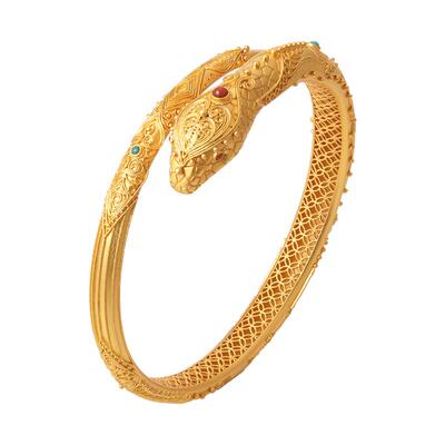 非遗花丝镂空多宝蛇形银鎏金手镯
