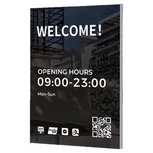 不锈钢镜面营业时间告示牌ins风美容院咖啡服装店美发工作室门牌定制高级感营业时间提示牌招牌广告牌展示牌