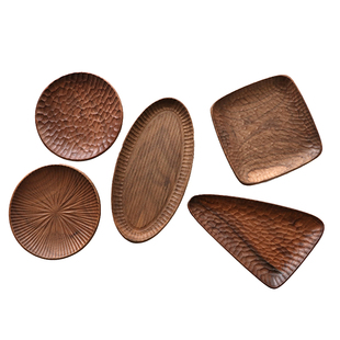 黑胡桃创意日式木碟子干果零食盘圆形木盘整木方形托盘实木三角盘