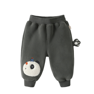 咔咔熊猫宝宝加绒长裤冬装儿童女童男童复合棉羊毛加厚裤子秋冬潮